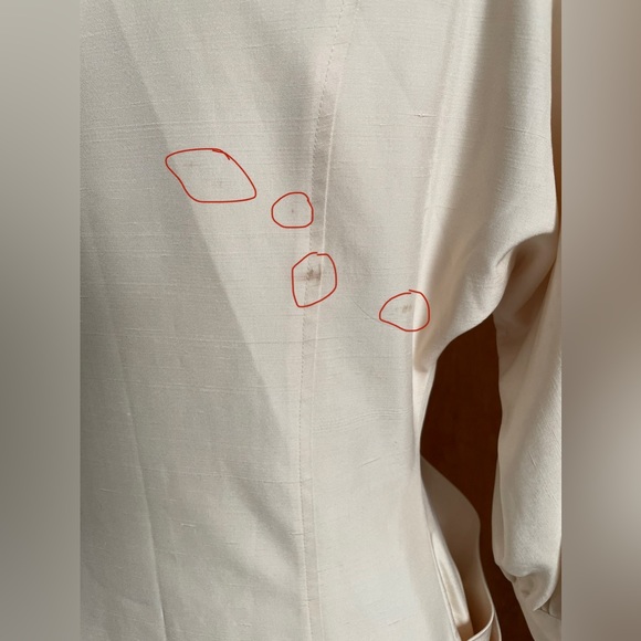 Vintage Silk Cream Button Midi Dress with Shoulder Pads Medium M - Picture 5 of 15